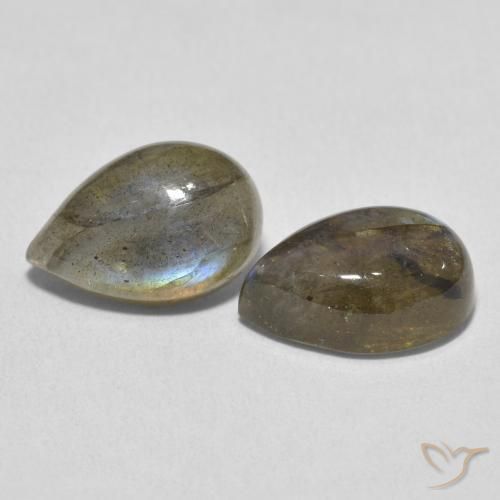 7.66 ctw Multicolor Labradorite Stones, Natural Labradorite in Pear Cabochon Shape for Sale