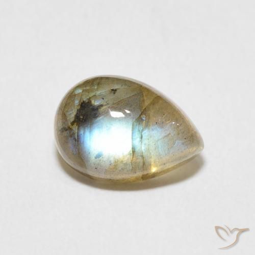 2.45 ct Multicolor Labradorite Stone, Natural Labradorite in Pear Cabochon Shape for Sale