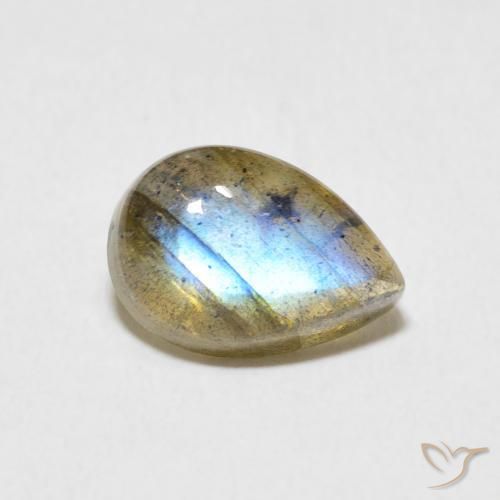 2.34 ct Multicolor Labradorite Stone, Natural Labradorite in Pear Cabochon Shape for Sale