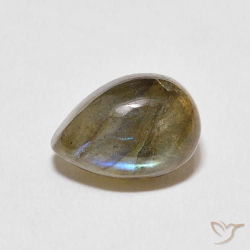 2.74 ct Multicolor Labradorite Stone, Natural Labradorite in Pear Cabochon Shape for Sale