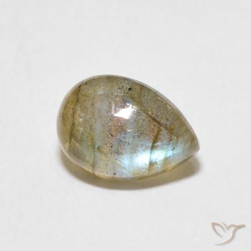 2.44 ct Multicolor Labradorite Stone, Natural Labradorite in Pear Cabochon Shape for Sale