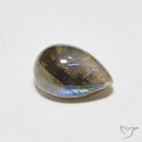 1.69 ct Multicolor Labradorite Stone, Natural Labradorite in Pear Cabochon Shape for Sale