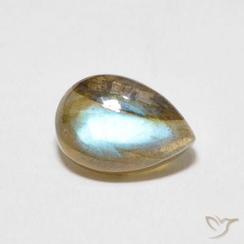 2.67 ct Multicolor Labradorite Stone, Natural Labradorite in Pear Cabochon Shape for Sale