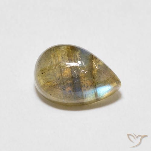 2.43 ct Multicolor Labradorite Stone, Natural Labradorite in Pear Cabochon Shape for Sale