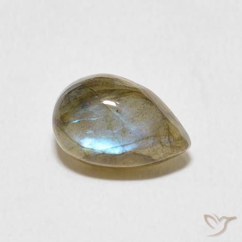 1.63 ct Multicolor Labradorite Stone, Natural Labradorite in Pear Cabochon Shape for Sale