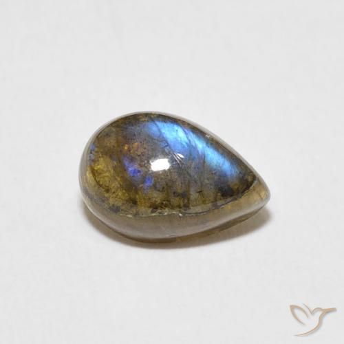 1.66 ct Multicolor Labradorite Stone, Natural Labradorite in Pear Cabochon Shape for Sale