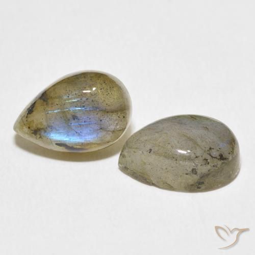 7.76 ctw Multicolor Labradorite Stones, Natural Labradorite in Pear Cabochon Shape for Sale