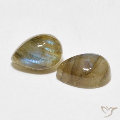 3.39 ctw Multicolor Labradorite Stones, Natural Labradorite in Pear Cabochon Shape for Sale