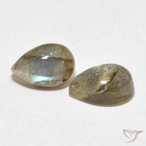 3.53 ctw Multicolor Labradorite Stones, Natural Labradorite in Pear Cabochon Shape for Sale