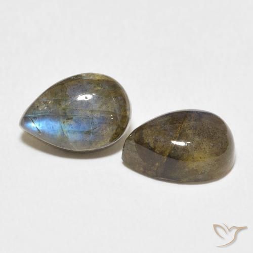 5.08 ctw Multicolor Labradorite Stones, Natural Labradorite in Pear Cabochon Shape for Sale
