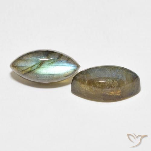 8.07 ctw Multicolor Labradorite Stones, Natural Labradorite in Marquise Cabochon Shape for Sale
