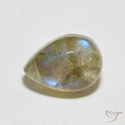 2.84 ct Multicolor Labradorite Stone, Natural Labradorite in Pear Cabochon Shape for Sale