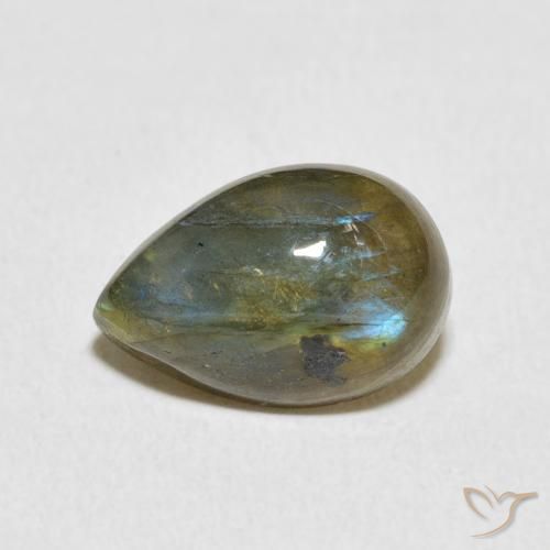 4.03 ct Multicolor Labradorite Stone, Natural Labradorite in Pear Cabochon Shape for Sale