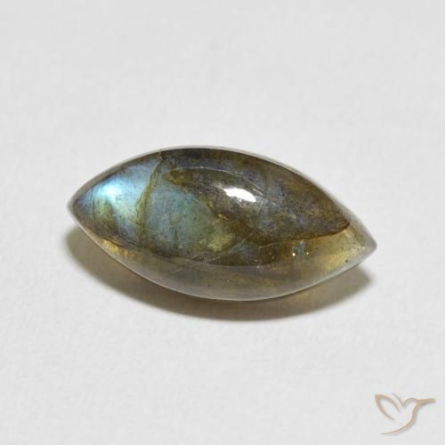 5.28 ct Multicolor Labradorite Stone, Natural Labradorite in Marquise Cabochon Shape for Sale