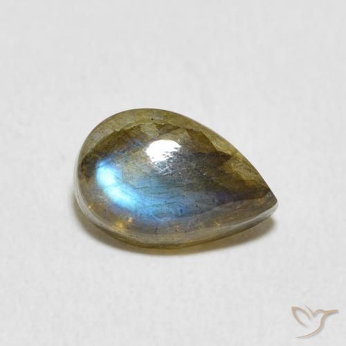 1.63 ct Multicolor Labradorite Stone, Natural Labradorite in Pear Cabochon Shape for Sale