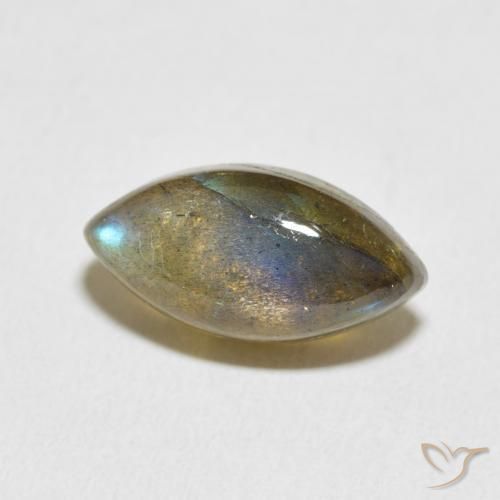 5.66 ct Multicolor Labradorite Stone, Natural Labradorite in Marquise Cabochon Shape for Sale