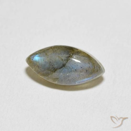 3.95 ct Multicolor Labradorite Stone, Natural Labradorite in Marquise Cabochon Shape for Sale