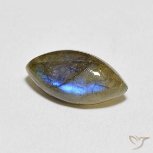 5.25 ct Multicolor Labradorite Stone, Natural Labradorite in Marquise Cabochon Shape for Sale
