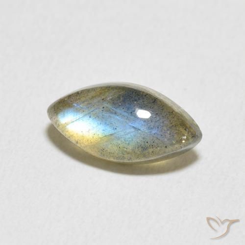 2.45 ct Multicolor Labradorite Stone, Natural Labradorite in Marquise Cabochon Shape for Sale
