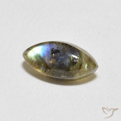 2.38 ct Multicolor Labradorite Stone, Natural Labradorite in Marquise Cabochon Shape for Sale