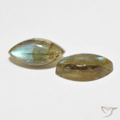 7.06 ctw Multicolor Labradorite Stones, Natural Labradorite in Marquise Cabochon Shape for Sale