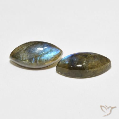 6.59 ctw Multicolor Labradorite Stones, Natural Labradorite in Marquise Cabochon Shape for Sale