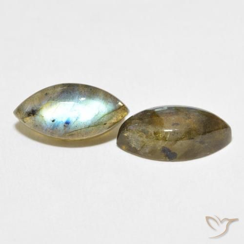 7.57 ctw Multicolor Labradorite Stones, Natural Labradorite in Marquise Cabochon Shape for Sale