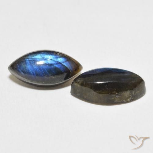 7.05 ctw Multicolor Labradorite Stones, Natural Labradorite in Marquise Cabochon Shape for Sale