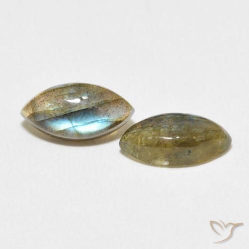 2.56 ctw Multicolor Labradorite Stones, Natural Labradorite in Marquise Cabochon Shape for Sale