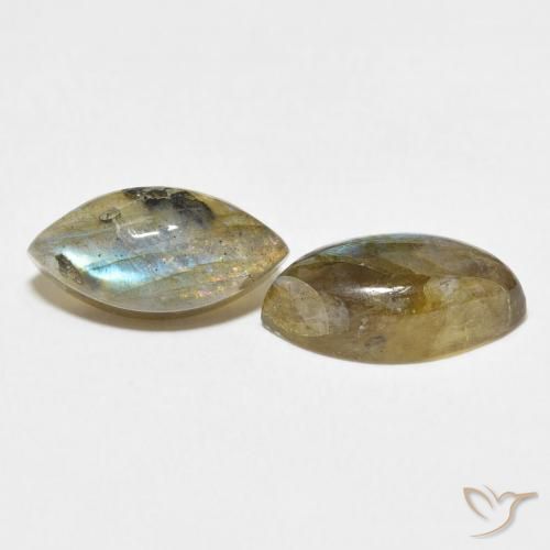 7.70 ctw Multicolor Labradorite Stones, Natural Labradorite in Marquise Cabochon Shape for Sale