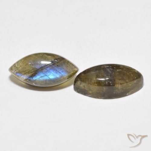 10.48 ctw Multicolor Labradorite Stones, Natural Labradorite in Marquise Cabochon Shape for Sale