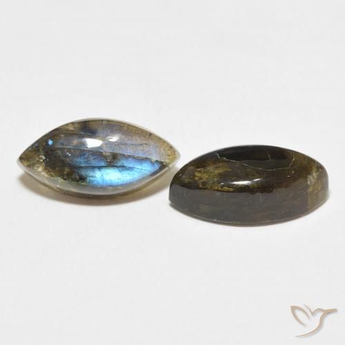 7.04 ctw Multicolor Labradorite Stones, Natural Labradorite in Marquise Cabochon Shape for Sale