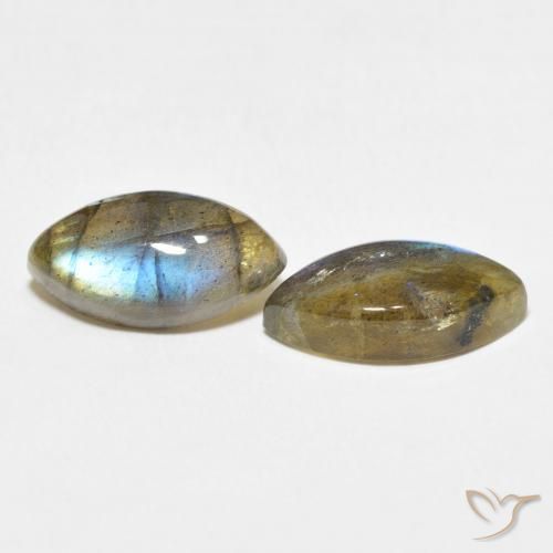 6.97 ctw Multicolor Labradorite Stones, Natural Labradorite in Marquise Cabochon Shape for Sale