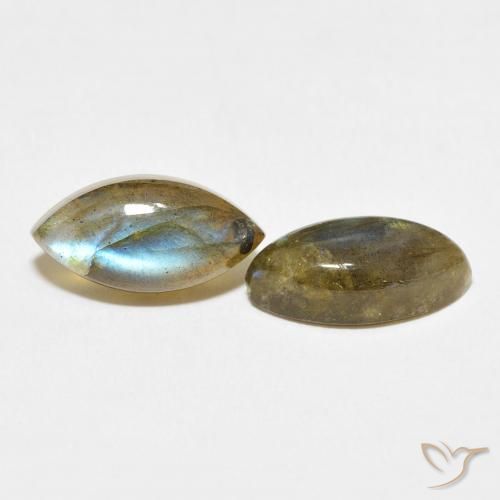 7.12 ctw Multicolor Labradorite Stones, Natural Labradorite in Marquise Cabochon Shape for Sale