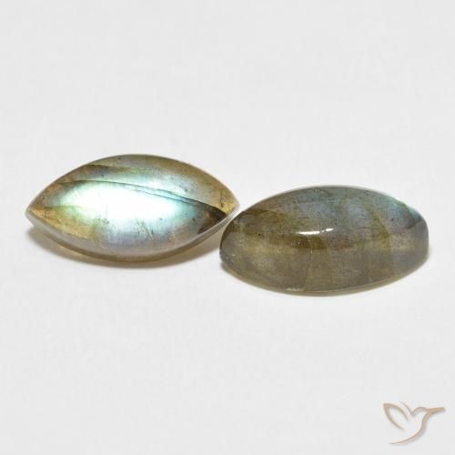 7.80 ctw Multicolor Labradorite Stones, Natural Labradorite in Marquise Cabochon Shape for Sale