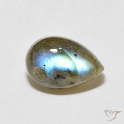 4.10 ct Multicolor Labradorite Stone, Natural Labradorite in Pear Cabochon Shape for Sale