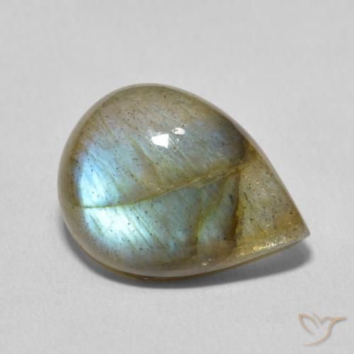 7.21 ct Multicolor Labradorite Stone, Natural Labradorite in Pear Cabochon Shape for Sale