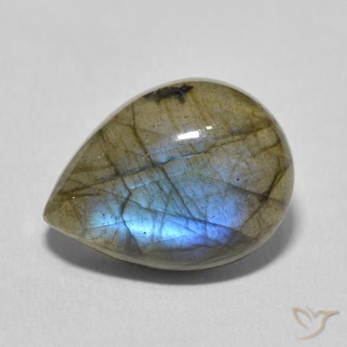 8.49 ct Multicolor Labradorite Stone, Natural Labradorite in Pear Cabochon Shape for Sale
