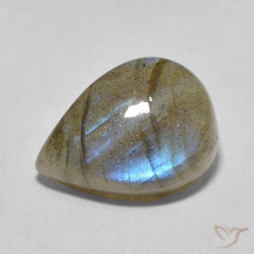 9.47 ct Multicolor Labradorite Stone, Natural Labradorite in Pear Cabochon Shape for Sale