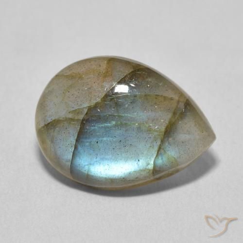 7.38 ct Multicolor Labradorite Stone, Natural Labradorite in Pear Cabochon Shape for Sale