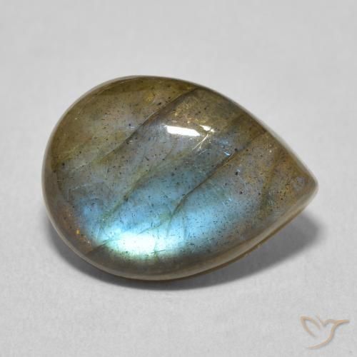 7.27 ct Multicolor Labradorite Stone, Natural Labradorite in Pear Cabochon Shape for Sale
