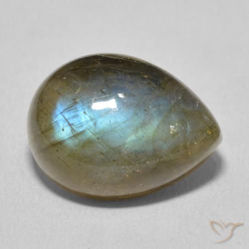 10.63 ct Multicolor Labradorite Stone, Natural Labradorite in Pear Cabochon Shape for Sale