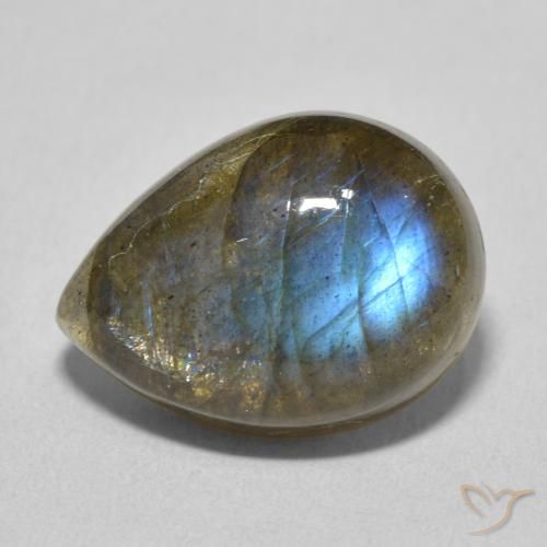 8.87ct Natural Multicolor Labradorite, Pear Shape, Translucent