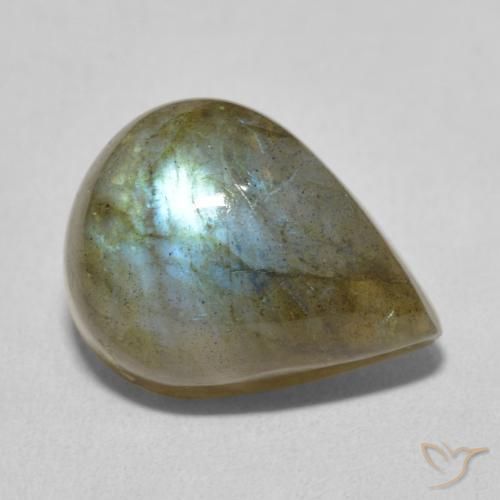 9.59 ct Multicolor Labradorite Stone, Natural Labradorite in Pear Cabochon Shape for Sale