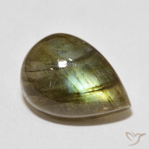 12.43 ct Multicolor Labradorite Stone, Natural Labradorite in Pear Cabochon Shape for Sale