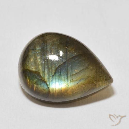 12.51 ct Multicolor Labradorite Stone, Natural Labradorite in Pear Cabochon Shape for Sale
