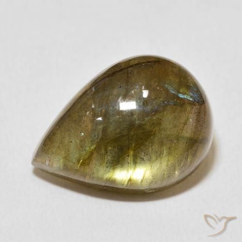 11.26 ct Multicolor Labradorite Stone, Natural Labradorite in Pear Cabochon Shape for Sale