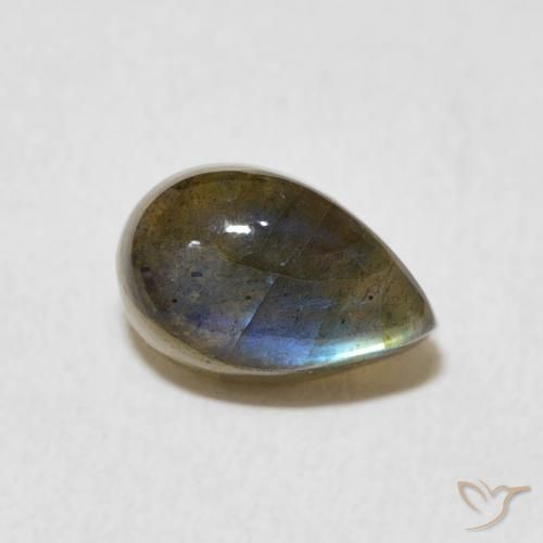 1.66 ct Multicolor Labradorite Stone, Natural Labradorite in Pear Cabochon Shape for Sale