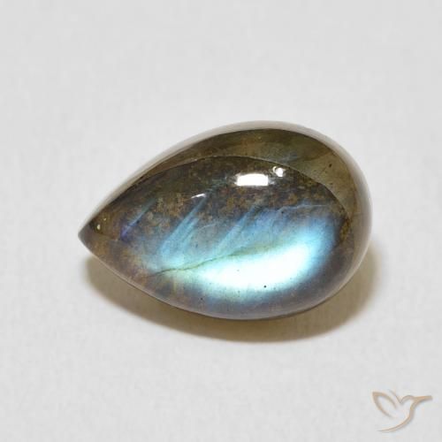 4.07ct Natural Multicolor Labradorite, Pear Shape, Translucent