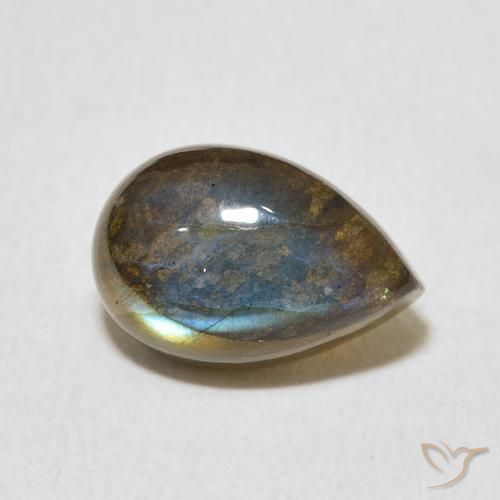 4.07 ct Multicolor Labradorite Stone, Natural Labradorite in Pear Cabochon Shape for Sale
